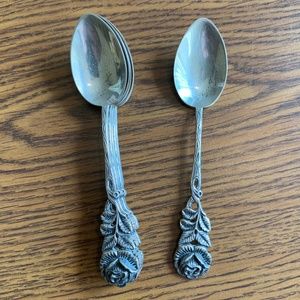 Fine Silver Hildesheim Rose Demitasse Spoons
